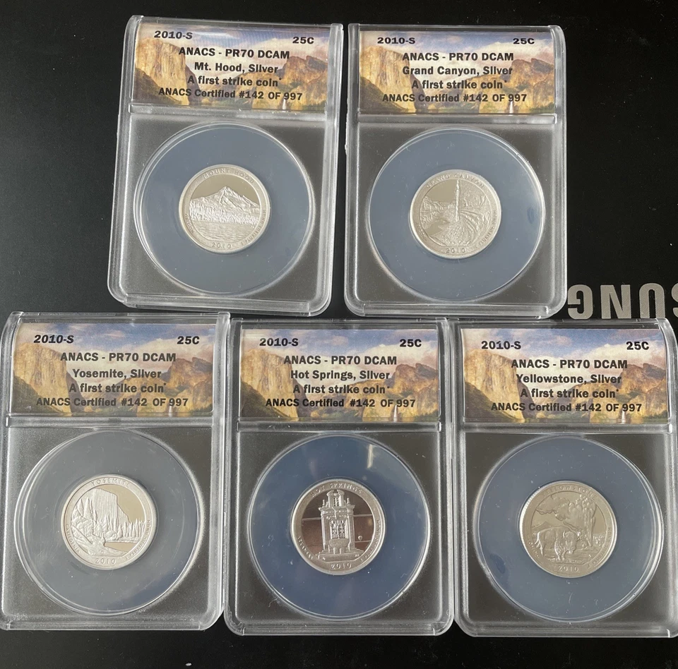 2010 S SILVER National Parks Quarter Set ANACS PR70DCAM First Strike - Image 1 of 2