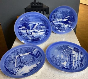 Vintage Currier & Ives Collector Plate. "The Homestead In Winter" Set Of 4 - Picture 1 of 7