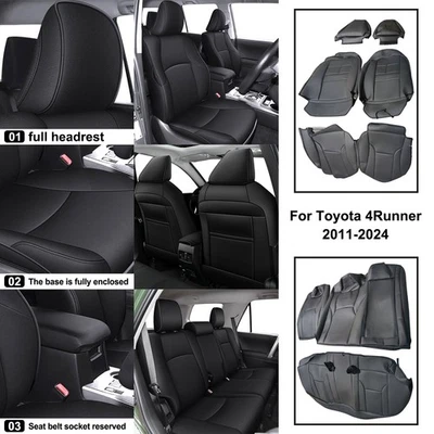 Car Interior 5 Seat Covers Cushion Set For Toyota 4runner 2011-2026 Custom Black Foto 1 de 4