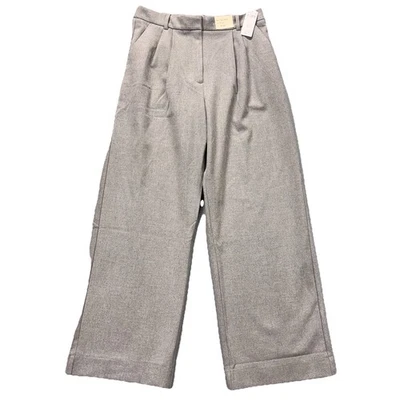 Abercrombie Fitch Pants Womens 31/12R Gray Pleated Front High Rise Wide Leg NEW - Image 1 of 4