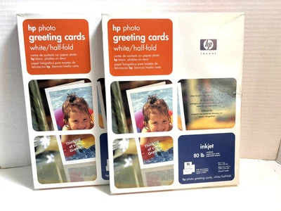 HP Photo Glossy Greeting Cards Inkjet 10 with Envelopes White Half Fold Lot of 2 - Image 1 of 2