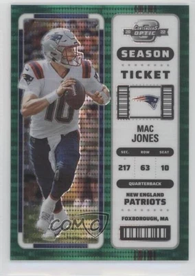 2022 Panini Contenders Optic Season Ticket Green Pulsar Prizm /30 Mac Jones #50 - Image 1 of 2