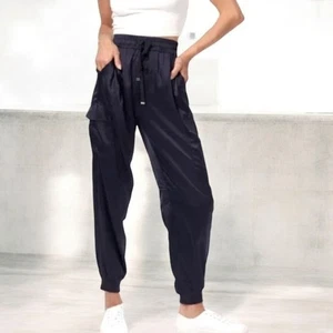 Joie 100 % Seide Kordelzug Cargo Marine Jogginghose Hose Größe Large - Bild 1 von 8