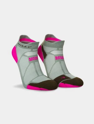 Hilly Marathon Fresh Socklet Running Socks Grey Durable Sage / Fluo Pink - Image 1 of 4