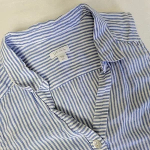 J. Jill Love Leinen Medium Petite Tunika Top blau gestreift Chambray Küste Boho - Bild 1 von 10