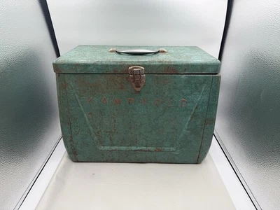 Bandeja enfriadora de hielo de metal Kampkold de colección turquesa camping autocaravana Airstream años 50 leer Foto 1 de 4