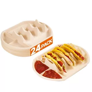 24 Pcs Large Disposable Taco Holder For Party Cornstarch Taco Plates Stand For 3 - Picture 1 of 7