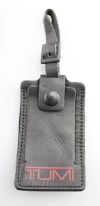 TUMI 'Alpha' Black / Red Leather Luggage Tag - Large - Picture 1 of 2