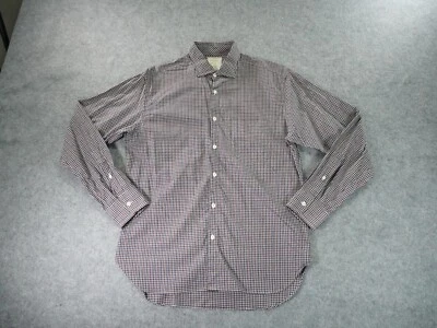 Camisa Billy Reid Para Hombre Mediana Roja Azul Manga Larga Abotonada Corte Estándar Italia Foto 1 de 4