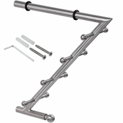 Console Acciaio Inox Opaco ganci adesivi per Guardaroba Cappotto di Parete - Immagine 1 di 4