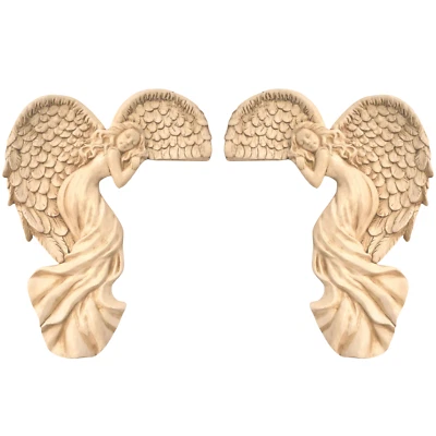 GARDEN MILE Marco de puerta de ángel adornos marfil figura alas conjunto arte de pared decoración izquierda y derecha