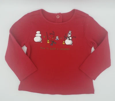 Camiseta Gymboree Outlet criança LS como construir um boneco de neve vermelha camiseta de férias - Imagem 1 de 4