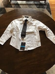 BOYS DOCKERS LONG SLEEVED DRESS SHIRT WHITE WITH TIE NWT