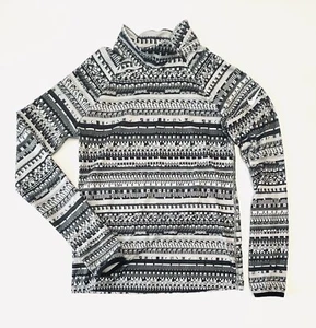 Nike Pro Girl's Sz M Gray Geometric Striped Asymmetric 1/4 Zip Gym Stretchy Top - Picture 1 of 9