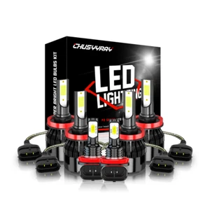 H9 + H11 + H11 LED Headlight Fog Bulbs Kit For Chrysler Town & Country 2010-2016 - Picture 1 of 13