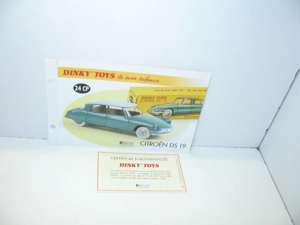 1 Card + Cert. Dinky Toys Atlas Repro Ref 24 CP, Citroen DS 19 - Image 1 of 1