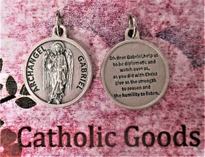 Saint St. Gabriel the Archangel  - Silver-Tone Round - Medal with Prayer. - Picture 1 of 3