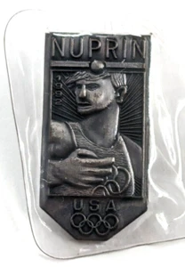 Nuprin Barcelona 1992 Summer Olympics USA Team Silver Tone Pin Souvenir Athlete - Picture 1 of 6