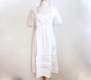 Vestido informal Betsy Johnson blanco moteado midi boho cabaña L grande usado en excelente estado - Imagen 1 de 10