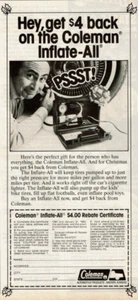 1981 Vintage Print Ad Coleman Inflate-All Rebate Certificate Tires Pumped Up - Picture 1 of 2