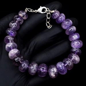 28.00 Cts Most Beautiful Round Shape Purple Amethyst Beaded Bracelet VK 02 E650 - Picture 1 of 3