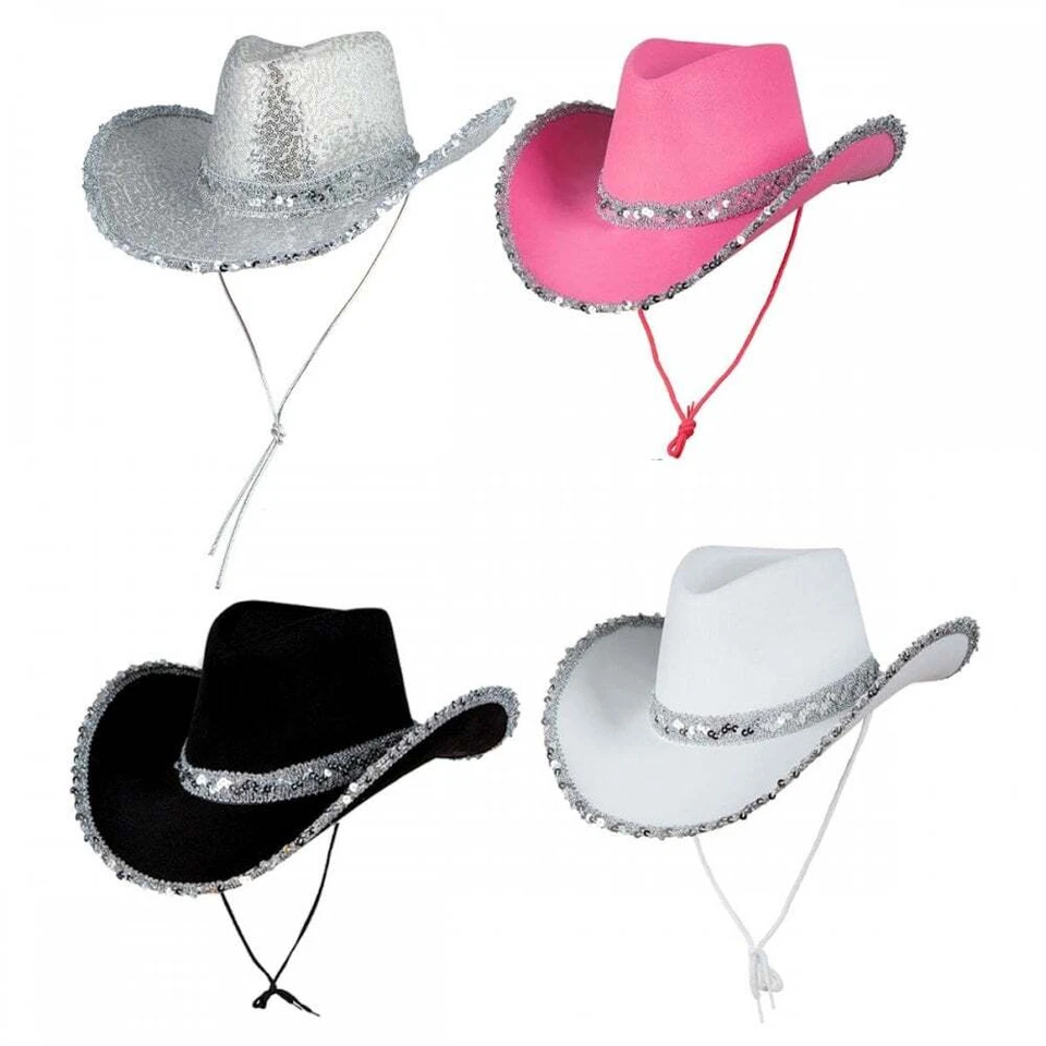 Sequin Cowboy Cowgirl Hat Women Wild West Western Hen Party Fancy Dress Costume - Image 1 of 1