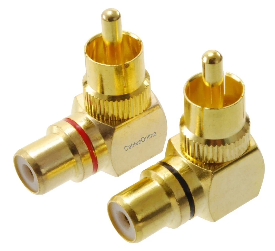RCA Male Plug to RCA Female Right Angle Gold-Plated Adapters, AV-A11M - Image 1 of 2