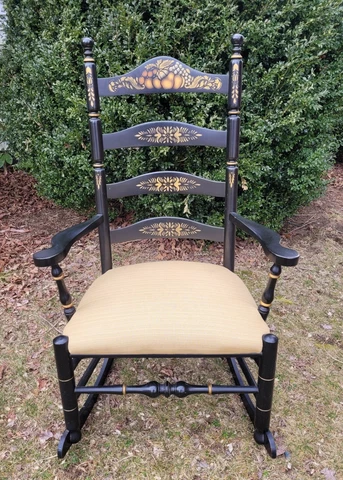 Rare Vintage Nichols & Stone Co. General Sylvanus Ladderback Armchair Rocker Cover