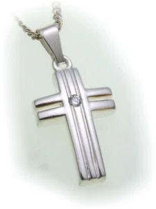 Colgante Cruz Plata Real 925 Circonitas 24mm Pulido Plata de Ley Unisex - Imagen 1 de 2