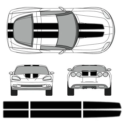 Kit de calcomanías de vinilo gráficas para auto Chevy Corvette Rally Racing rayas Foto 1 de 4