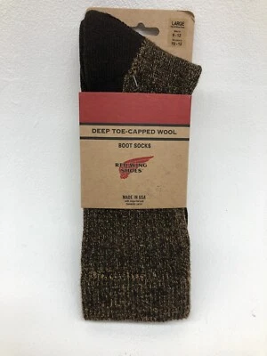New Red Wing Shoes Deep Toe-Capped Wool Boot Socks Brown UK 8-11 Made in USA - Image 1 of 4
