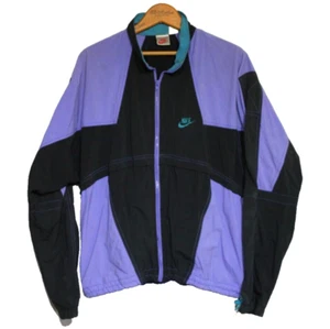 Nike Full Zip Vintage Windbreaker Light Jacket Colorblock Purple Black Teal 80s - Bild 1 von 15
