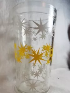 1 VTG Retro Atomic MCM Starburst Yellow & White 12 oz Tumbler Glass - Picture 1 of 5