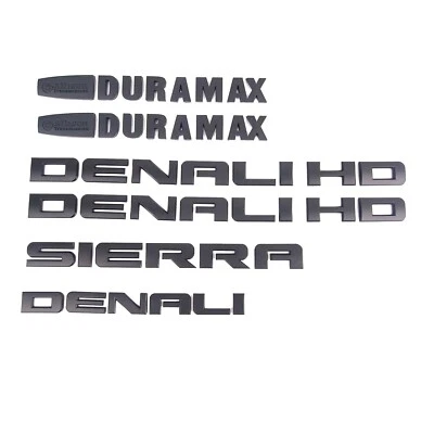 6X 11-19 negro mate GMC Sierra Denali Duramax 2500HD 3500HD letras emblema Foto 1 de 4