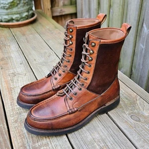 Ralph Lauren Purple Label Kingweston Combat Boots Brown Vachetta Sz 10.5 D $1895 - Picture 1 of 14
