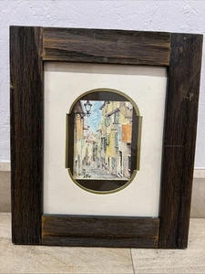 SIGNED Vintage Framed Matted Original European Watercolor Painting Handmade Art - Picture 1 of 8
