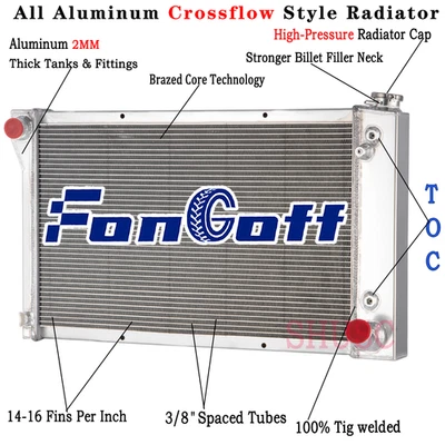 Radiador de aluminio 367 4 filas para camioneta Chevy C/K C10 C20 C30 C2500 K20 67-1972 Foto 1 de 4