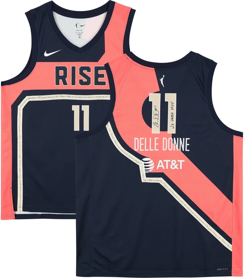 Camiseta deportiva firmada por Elena Delle Donne Mystic Nike Rebel Edition con 2x WNBA MVP Insc Foto 1 de 4
