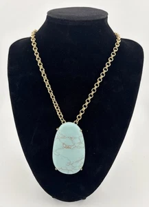 "Collar de cadena colgante de oro de 34"" de largo con cuentas grande piedra turquesa extensor de 2""" - Imagen 1 de 7