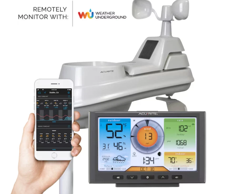 AcuRite 01516L Weather Station with 5-in-1 Wireless Outdoor Sensor Temperature