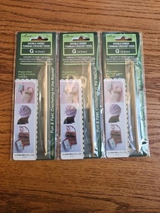 NEW/Sealed (3) Clover Size G Double-Ended Tunisian Crochet Hook 4.0 mm Free Ship - Picture 1 of 5