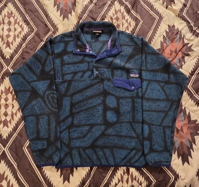 Patagonia Synchilla Snap T In Aztec Stone Blue Fleece Pullover Men's Size Small - Image 1 of 4