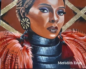 Mary J Blige - Queen of Hip Hop 16" x 20" ACRYLIC Gold leaf painting on canvas  - Picture 1 of 1
