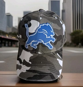 Detroit Lionst Logo GRAY/White  CAMO Hat Cap NEW 🏈 Great. #3  - Picture 1 of 4