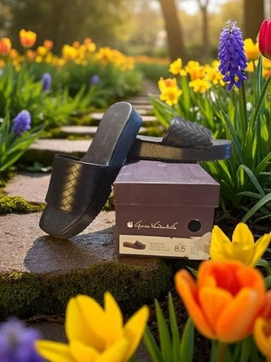 Gloria Vanderbilt Braided Black Vegan Leather BLANCHE Slides Sandal Shoes sz 8.5 - Image 1 of 2