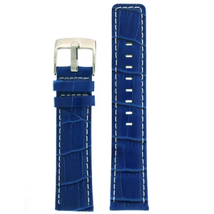 Watch Band Genuine Leather Blue Sport Model Alligator Grain Strap18mm - 24mm - Picture 1 of 3