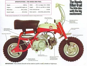 1968 HONDA MINI TRAIL Z50 SPECS SALES AD  VINTAGE MINI BIKE MINICYCLE - Picture 1 of 1