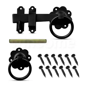 Anello da giardino resistente blocco cancello nero 6"/150 mm recinzione set prese porta con vite - Foto 1 di 8