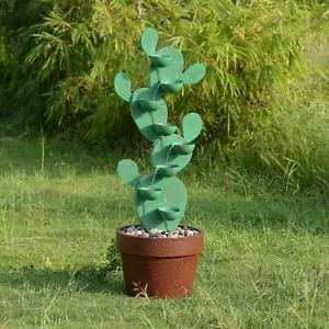 Metal Cactus Fountain Outdoor with River Stones Multi-Leveled Water Feature - Picture 1 of 6