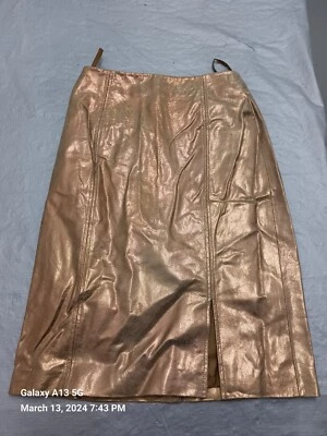 Falda de cuero dorada Spiegel para mujer talla 8  Foto 1 de 4